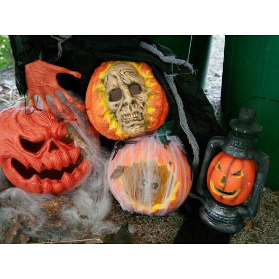 EUROPALMS Zucca Halloween con Maschera Teschio, 26cm - Decorazione Illuminata