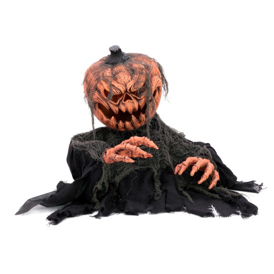 Figura Halloween EUROPALMS Zucca Mostro Animata 50 cm con Luci, Suoni e Movimento – Decorazione con Sensore