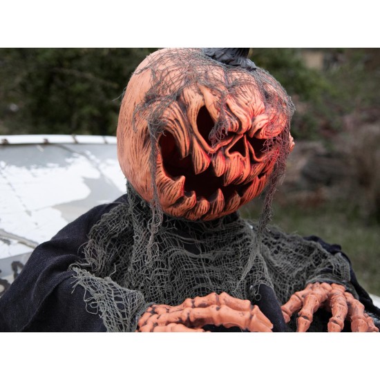 Figura Halloween EUROPALMS Zucca Mostro Animata 50 cm con Luci, Suoni e Movimento – Decorazione con Sensore