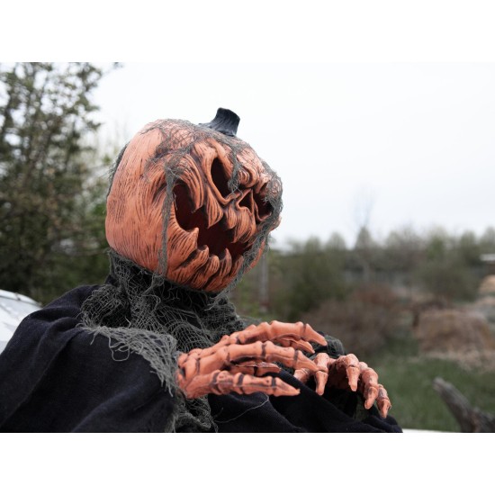 Figura Halloween EUROPALMS Zucca Mostro Animata 50 cm con Luci, Suoni e Movimento – Decorazione con Sensore