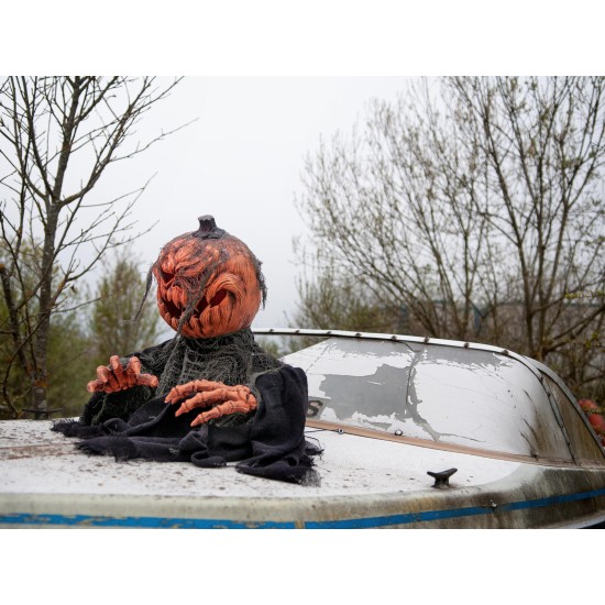 Figura Halloween EUROPALMS Zucca Mostro Animata 50 cm con Luci, Suoni e Movimento – Decorazione con Sensore