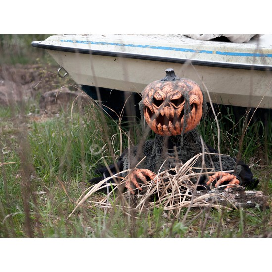 Figura Halloween EUROPALMS Zucca Mostro Animata 50 cm con Luci, Suoni e Movimento – Decorazione con Sensore