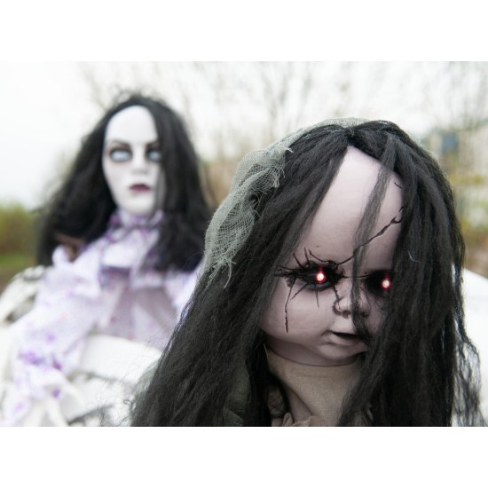 Bambola fantasma danzante Halloween EUROPALMS con luci e suoni, altezza regolabile 46-80 cm