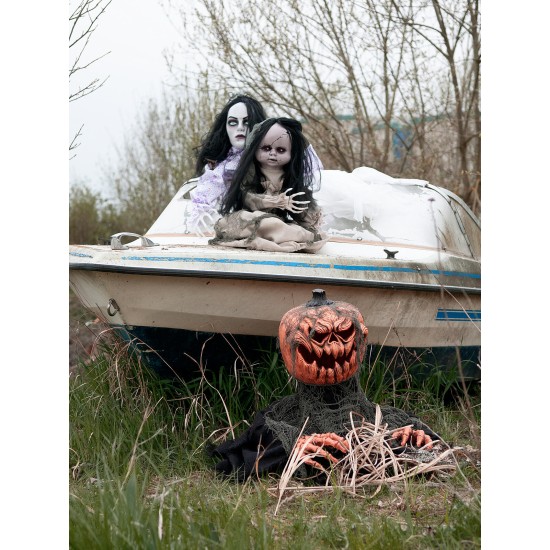 Bambola fantasma danzante Halloween EUROPALMS con luci e suoni, altezza regolabile 46-80 cm