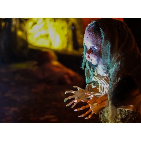 Bambola fantasma danzante Halloween EUROPALMS con luci e suoni, altezza regolabile 46-80 cm