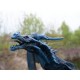 EUROPALMS Drago Volante Animato Blu per Halloween, 120 cm - Illuminazione e Effetti Sonori