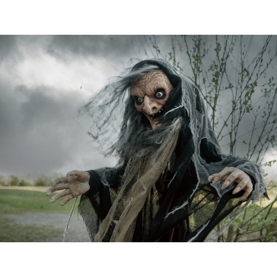 Strega di Halloween Nahema 160 cm con Occhi a LED e Effetto Sonoro - EUROPALMS