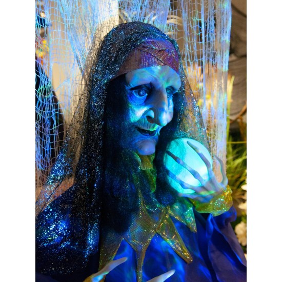 EUROPALMS Indovino Animato 50 cm con Sfera Magica e Effetti Speciali per Halloween