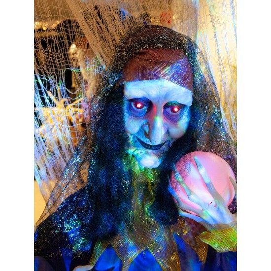 EUROPALMS Indovino Animato 50 cm con Sfera Magica e Effetti Speciali per Halloween