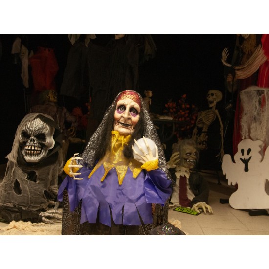 EUROPALMS Indovino Animato 50 cm con Sfera Magica e Effetti Speciali per Halloween