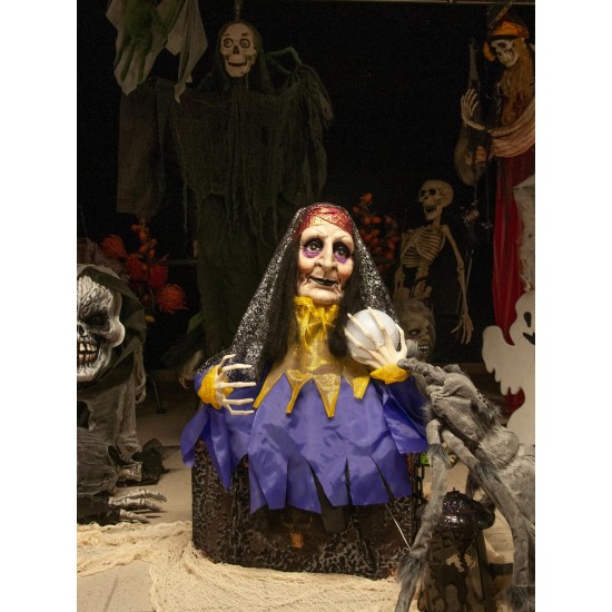 EUROPALMS Indovino Animato 50 cm con Sfera Magica e Effetti Speciali per Halloween