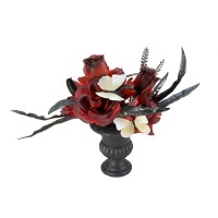 EUROPALMS Decorazione da Tavolo Halloween, Rose Gotiche, 28cm Nero/Rosso