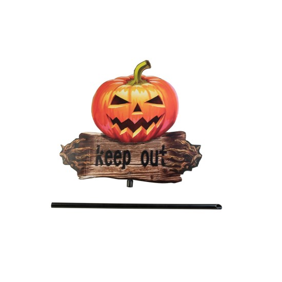 Figura Decorativa Halloween 'KEEP OUT' con Targa e Asta da 50 cm - EUROPALMS