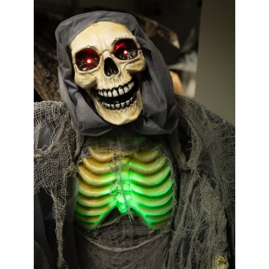 EUROPALMS Angelo della Morte Animato con Effetti di Luce e Suono, 160 cm - Decorazione di Halloween