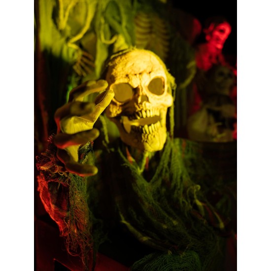EUROPALMS Scheletro-Mostro Halloween Animato con Effetto Luce e Suono, 45 cm