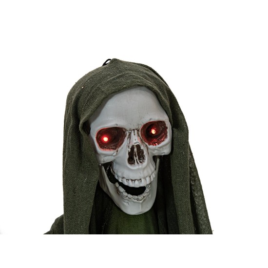 EUROPALMS Scheletro Animato con Mantello Verde - Figura di Halloween 170 cm