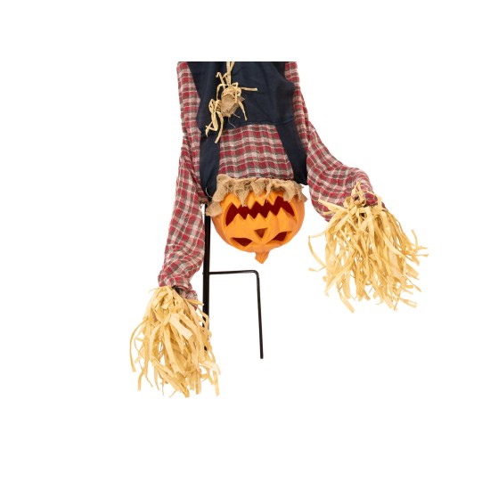 Figura Animata Uomo Zucca Halloween - Effetti Luce e Suono, 153 cm