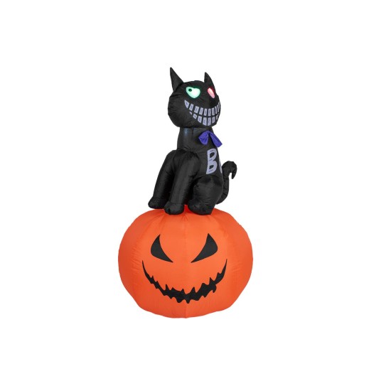 EUROPALMS Gatto Gonfiabile Halloween con Zucca, 183 cm - Decorazione Autogonfiabile per Esterni
