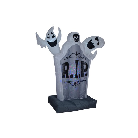 Figura Gonfiabile Halloween con Lapide e Fantasmi Illuminati - 183 cm