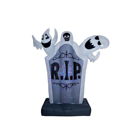 Figura Gonfiabile Halloween con Lapide e Fantasmi Illuminati - 183 cm