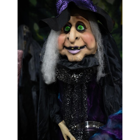 EUROPALMS Strega Animata Marie 180cm con Effetti Luce e Suono per Halloween