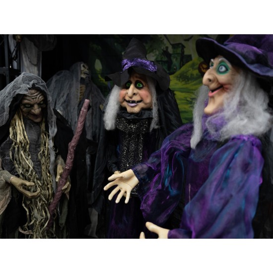 EUROPALMS Strega Animata Marie 180cm con Effetti Luce e Suono per Halloween