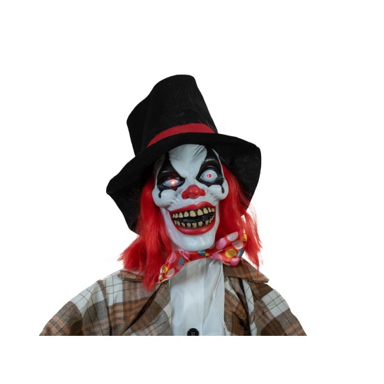 Figura Animata Halloween Clown Hatty con Effetti di Luce e Suono - EUROPALMS 185cm