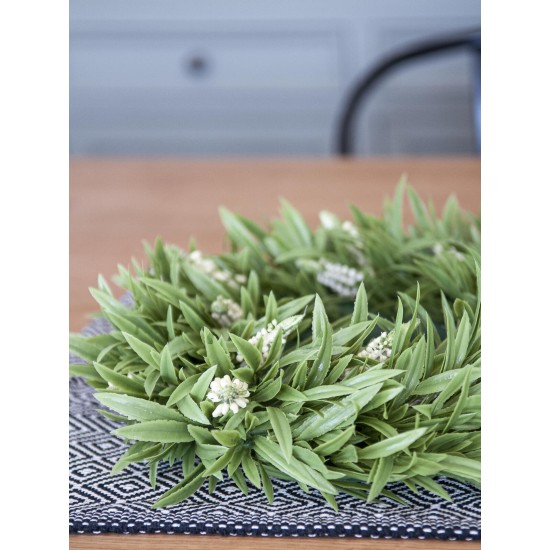 Ghirlanda di Lavanda EUROPALMS 30cm con Fiori Bianchi, Decorazione Mediterranea per Interni ed Esterni