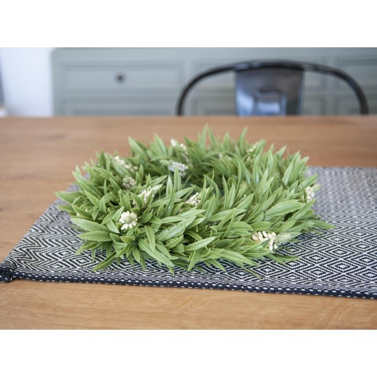 Ghirlanda di Lavanda EUROPALMS 30cm con Fiori Bianchi, Decorazione Mediterranea per Interni ed Esterni