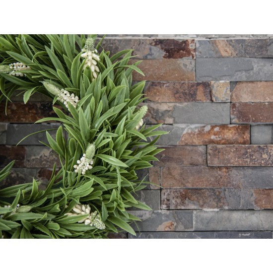 Ghirlanda di Lavanda EUROPALMS 30cm con Fiori Bianchi, Decorazione Mediterranea per Interni ed Esterni