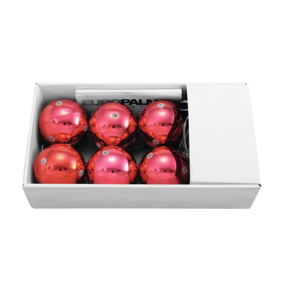 Palline di Natale LED EUROPALMS 6cm Rosse, Set 6 - Effetto Luminoso DMX