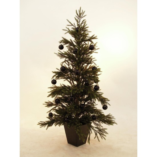 Set di 6 Sfere Decorative EUROPALMS 7cm Nero Lucido - Decorazioni Natalizie e da Giardino