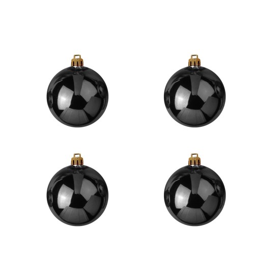 Sfera Decorativa Nera in Plastica Ø 10 cm - Set da 4 EUROPALMS, Ideale per Giardino e Natale