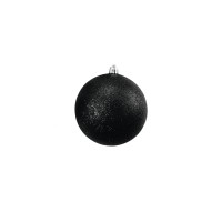 Sfera Decorativa EUROPALMS 10 cm Nera Glitter, Set 4 pezzi - Decorazioni Natalizie e Giardino