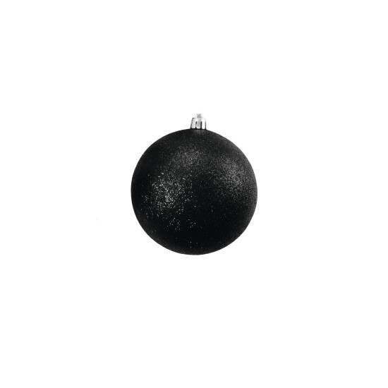 Sfera Decorativa EUROPALMS 10 cm Nera Glitter, Set 4 pezzi - Decorazioni Natalizie e Giardino