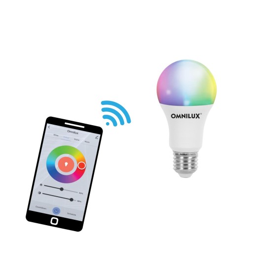 Lampada LED WiFi RGB+CCT OMNILUX E27 - Controllo App, Alexa, Google Home