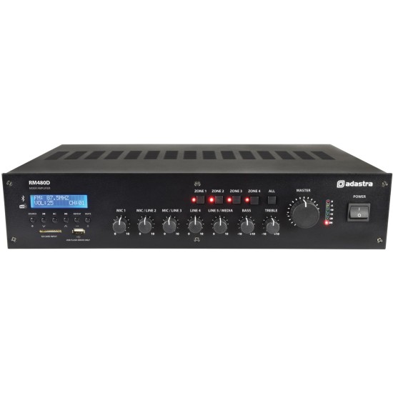 Mixer Amplificatore RM480D 100V con BT/DAB+ per Impianti Audio Professionali