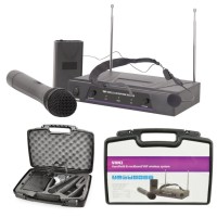 Kit Radiomicrofoni Wireless VHF con Microfono a Gelato, Archetto e Valigia - Sistema Dual Channel Professionale