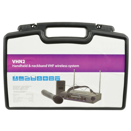 Kit Radiomicrofoni Wireless VHF con Microfono a Gelato, Archetto e Valigia - Sistema Dual Channel Professionale