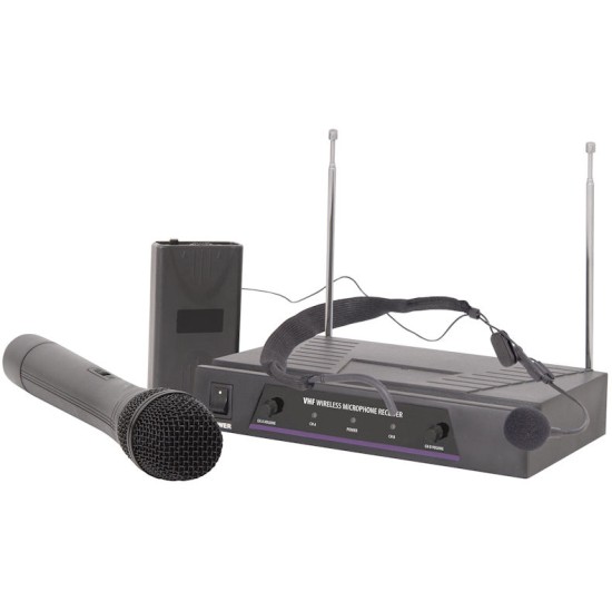 Kit Radiomicrofoni Wireless VHF con Microfono a Gelato, Archetto e Valigia - Sistema Dual Channel Professionale