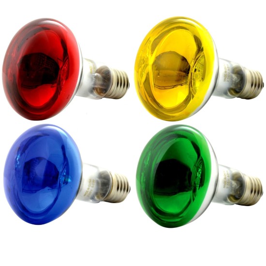 Kit 4 Lampadine Colorate ad Incandescenza Spot, E27, 60 Watt Kit 4 Lampadine Colorate ad Incandescenza Spot, E27, 60 Watt