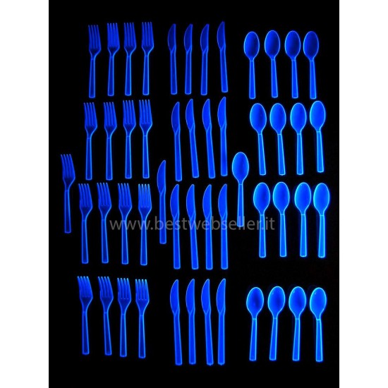 51 Posate Reagenti Agli UV Wood Glow Fluo - Colore Blu