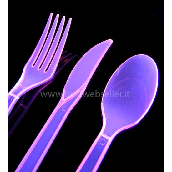 51 Posate Reagenti Agli UV Wood Glow Fluo - Colore Rosa