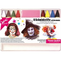 Kit Trucchi Teatrali Jofrika – Set 8 Matite Colorate + Spugna per Halloween e Carnevale