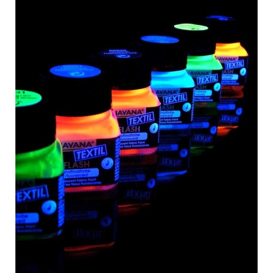 Set Vernici UV per Tessuti – 6 Barattoli da 20 ml – Colori Fluorescenti Reattivi alla Luce di Wood