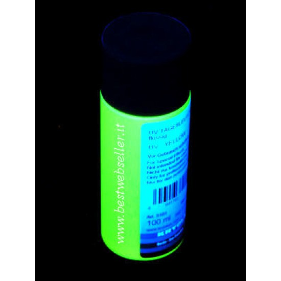 Vernice Corpo UV Gialla 100 ml – Reagente alle Luci di Wood per Body Painting e Effetti Fluo