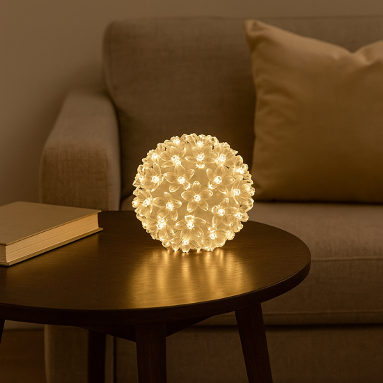 Bouquet Luminoso a 100 LED Bianco Caldo con Timer – Decorazione a Batteria per Interni o Esterni Riparati