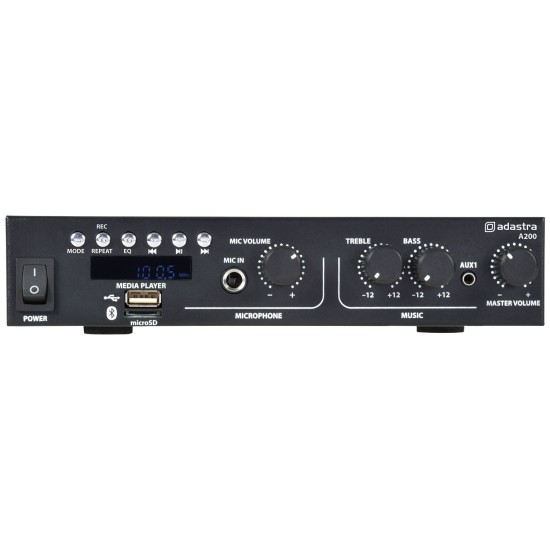 Amplificatore Mixer Compatto A200 2x100W con Lettore Multimediale e Bluetooth