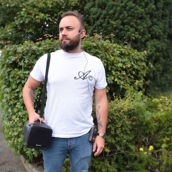 Cassa acustica portatile amplificata PA Portatile H25B con Microfono a Collare VHF, USB, FM e Bluetooth