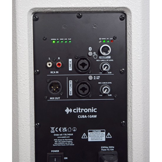 Cassa Attiva Full-Range 270W con DSP e Bluetooth CUBA-10AW - Bianca